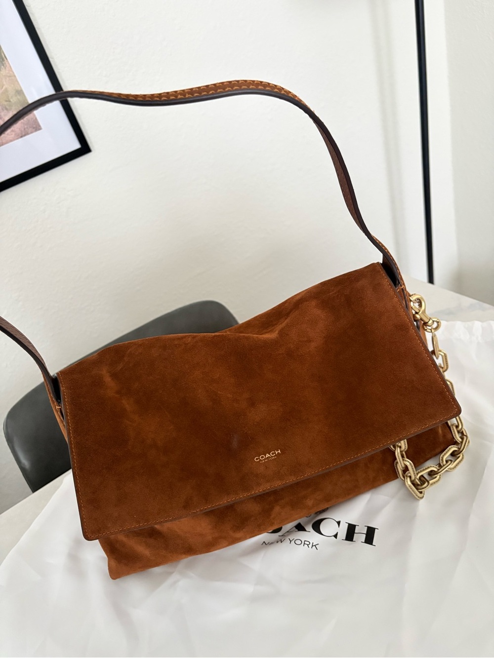 Coach Chelsea 36 in Warm Brown Suede (Chain not included!)